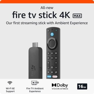 Fire TV Stick 4K Max, plus d'espace de stockage et compatible avec le Wi-Fi 6E. Ce nouveau TV Stick permet de visionner des images en qualité Ultra HD 4K