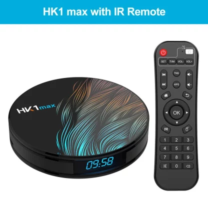 HK1 Max Smart Android TV Box Alimenté par un processeur Quad-Core 64 bits RK3318 haute performance. Il dispose également de HD 2.0, USB3.0.