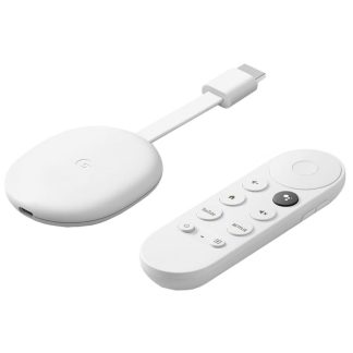Google Chromecast avec Google TV, en blanc, transforme votre téléviseur en une Smart TV avec contenu en FullHD Télécommande, Wi-Fi et Bluetooth.