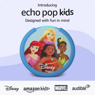 Echo Pop Kids | Conçu pour les enfants, avec contrôle parental | Princesse disney Enceinte avec Alexa présentant les motifs Disney Princess et Avengers