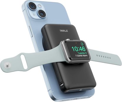 Chargeur iPhone Apple watch | Charge votre iPhone et Apple Watch a même temps sans fil. iWALK MAG-X magnétique sans fil avec chargeur iWatch, charge rapide